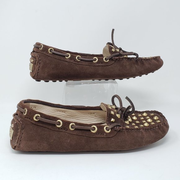Michael Kors Size 6M Penley Brown Suede Studded Moccasins Flats Driving Loafers - Picture 2 of 10
